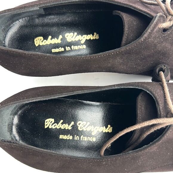 NWB Robert Clergerie France Vintage Brown Suede Lace Up Moccasin Heels 8,5 - Picture 11 of 15